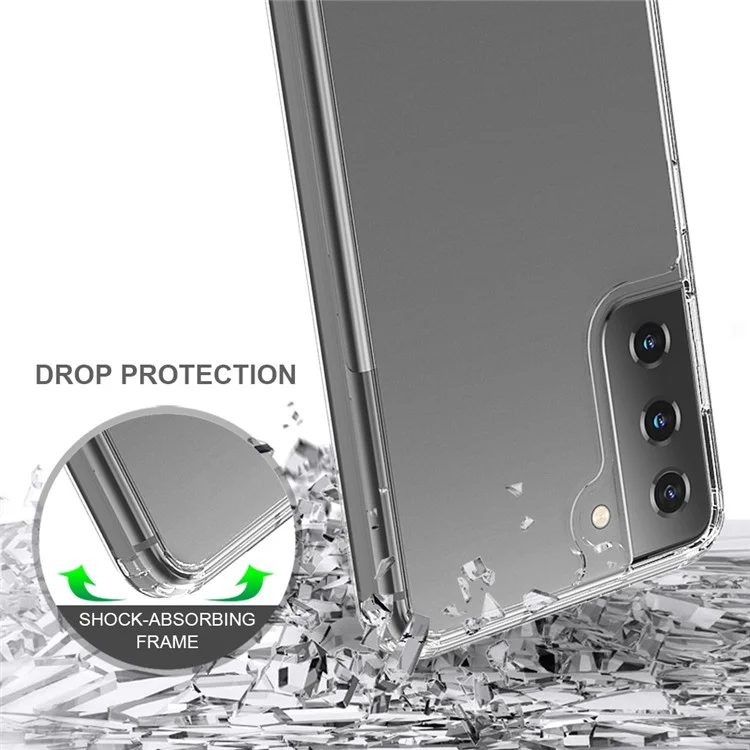 Crystal Clear Anti-scratch Transparent Acrylic + TPU Hybrid Case for Samsung Galaxy S21 4G/5G-Cellmalls