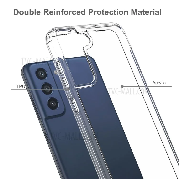 Four-Corner Cushioned Anti-Scratch Clear Acrylic + TPU Anti-Drop Hybrid Cover for Samsung Galaxy S21 FE-Cellmalls