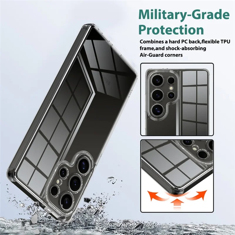 For Samsung Galaxy S25 Ultra Clear Phone Case TPU+Acrylic Shockproof Phone Back Cover-Cellmalls