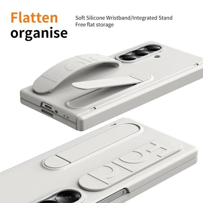 For Samsung Galaxy Z Fold7 5G Case Kickstand Wristband Hard PC Phone Cover - White-Cellmalls