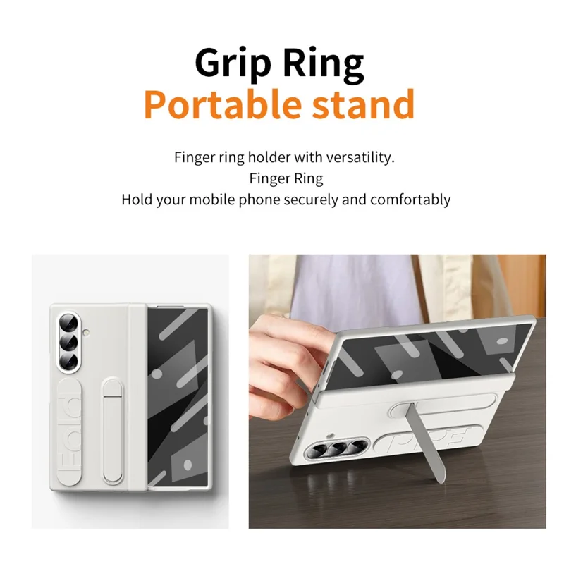 For Samsung Galaxy Z Fold7 5G Case Kickstand Wristband Hard PC Phone Cover - White-Cellmalls
