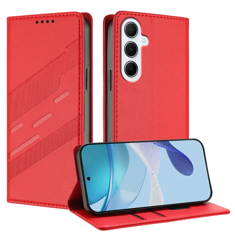 For Samsung Galaxy A17 5G / A26 5G Phone Cases Punk Style Imprinted Wallet Stand Leather Cover - Red-Cellmalls