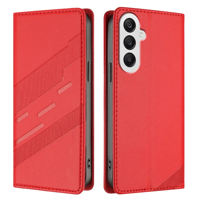 For Samsung Galaxy A25 5G (Global) (161.0 x 76.5 x 8.3mm) Phone Cases Punk Style Imprinted Wallet Stand Leather Cover - Red-Cellmalls