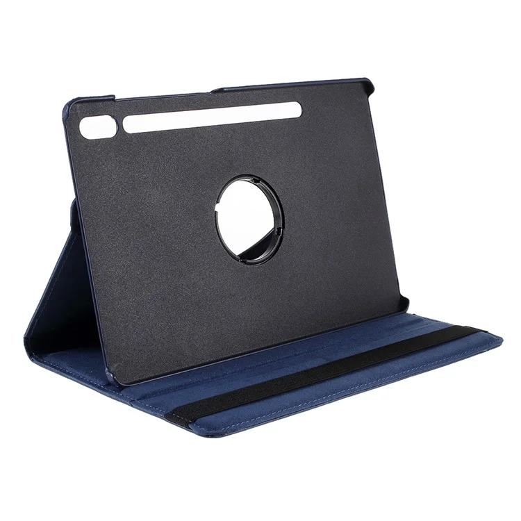 For Samsung Galaxy Tab S10 FE / S10 / S9 FE / S9 / S8 / S7 Tablet Case Rotary Stand PU Leather Cover with Elastic Band - Dark Blue-Cellmalls