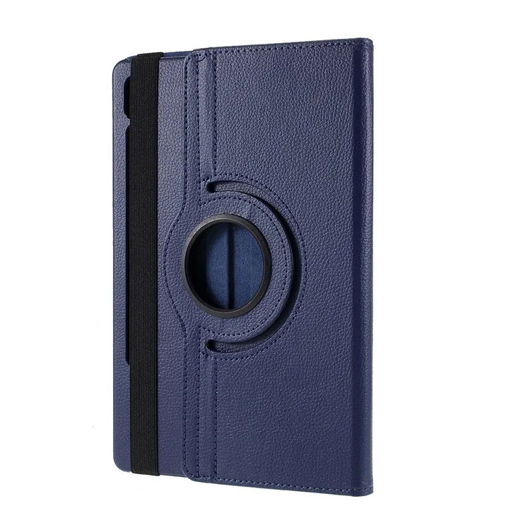 For Samsung Galaxy Tab S10 FE / S10 / S9 FE / S9 / S8 / S7 Tablet Case Rotary Stand PU Leather Cover with Elastic Band - Dark Blue-Cellmalls