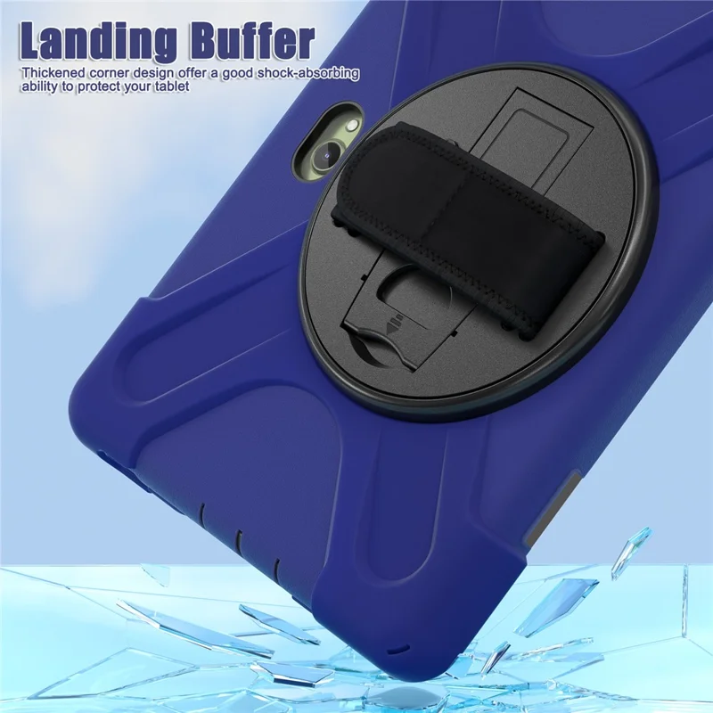 For Samsung Galaxy Tab Active5 Pro X350 / X356B / Active Pro T540 / T545 / T547 / Active4 Pro T630 / T636 Kickstand Case Cover with Shoulder Strap - Navy Blue-Cellmalls