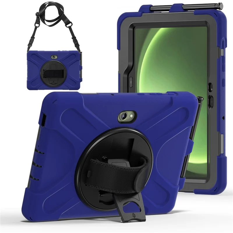 For Samsung Galaxy Tab Active5 Pro X350 / X356B / Active Pro T540 / T545 / T547 / Active4 Pro T630 / T636 Kickstand Case Cover with Shoulder Strap - Navy Blue-Cellmalls