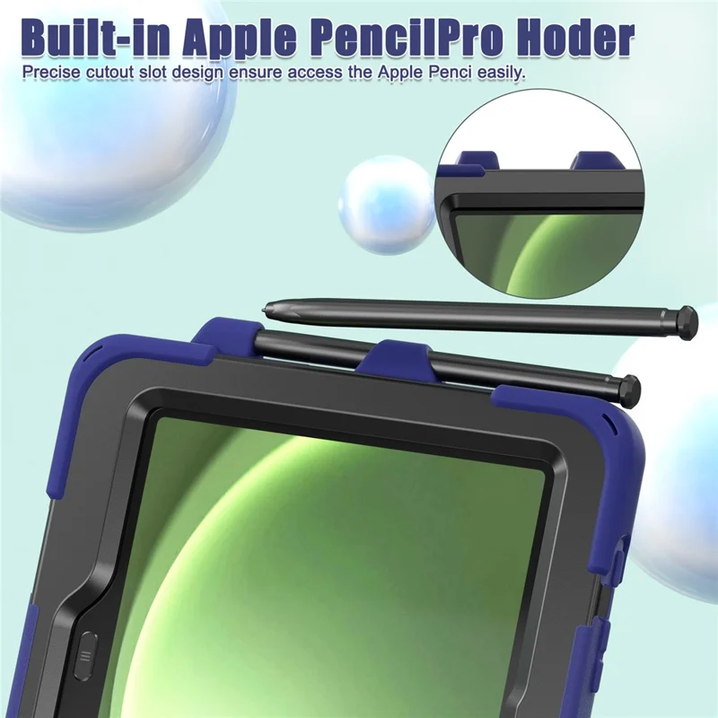 For Samsung Galaxy Tab Active5 Pro X350 / X356B / Active Pro T540 / T545 / T547 / Active4 Pro T630 / T636 Kickstand Case Cover with Shoulder Strap - Navy Blue-Cellmalls