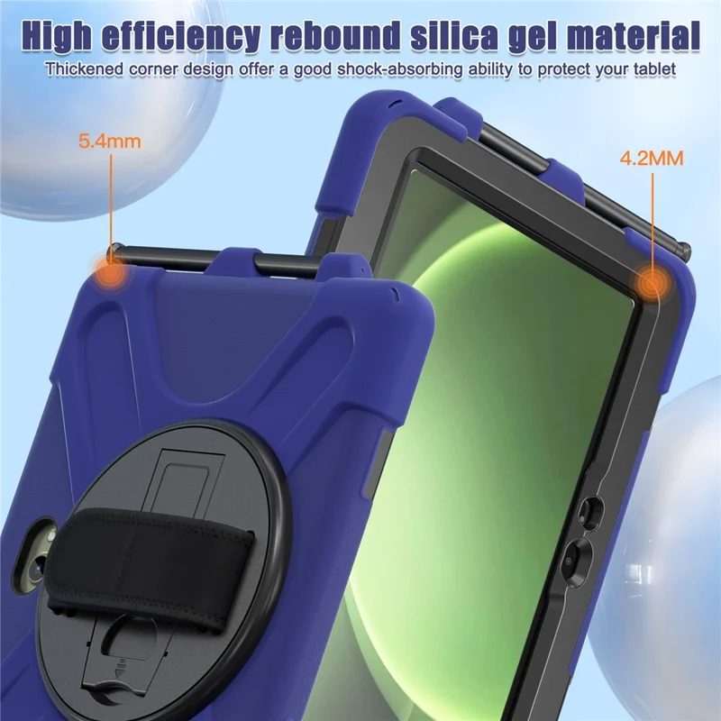 For Samsung Galaxy Tab Active5 Pro X350 / X356B / Active Pro T540 / T545 / T547 / Active4 Pro T630 / T636 Kickstand Case Cover with Shoulder Strap - Navy Blue-Cellmalls