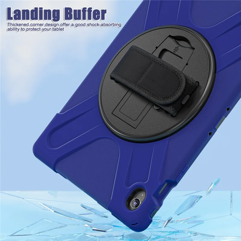 For Samsung Galaxy Tab S10 FE+ SM-X620  /  SM-X626B Kickstand Case TPU PC Silicone Tablet Cover with Shoulder Strap - Navy Blue-Cellmalls