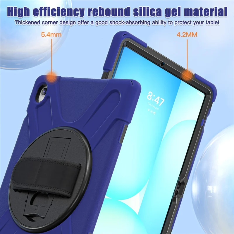For Samsung Galaxy Tab S10 FE+ SM-X620  /  SM-X626B Kickstand Case TPU PC Silicone Tablet Cover with Shoulder Strap - Navy Blue-Cellmalls