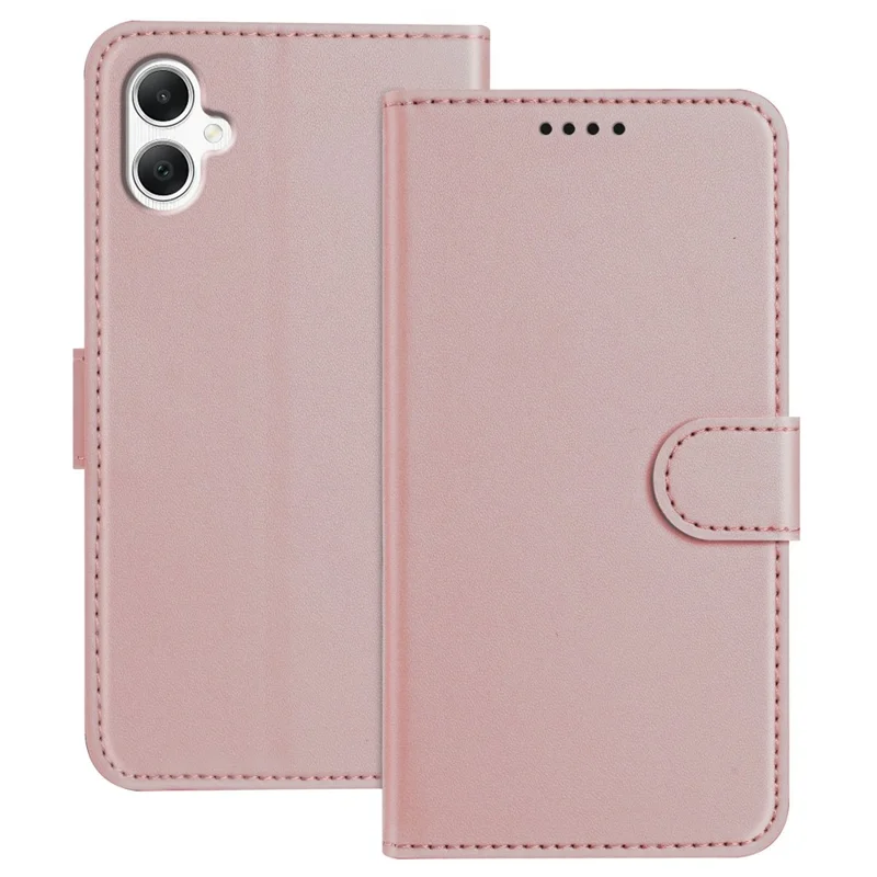 For Samsung Galaxy A06 4G Leather Case Wallet Stand Solid Color Anti Drop Phone Cover - Black-Cellmalls