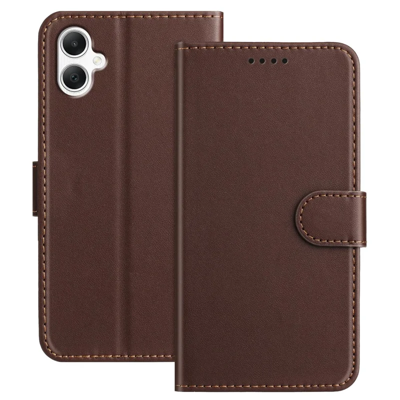 For Samsung Galaxy A06 4G Leather Case Wallet Stand Solid Color Anti Drop Phone Cover - Black-Cellmalls