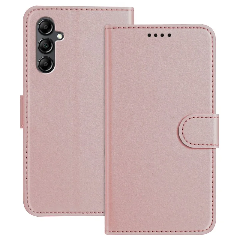 For Samsung Galaxy A15 4G / Galaxy A15 5G Leather Case Wallet Stand Solid Color Anti Drop Phone Cover - Black-Cellmalls