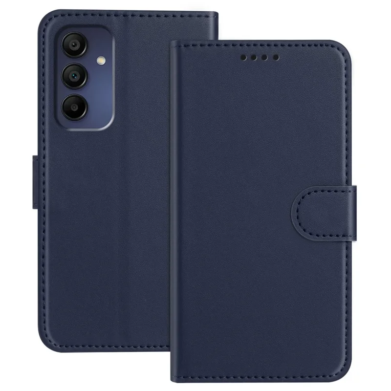 For Samsung Galaxy A16 4G / Galaxy A16 5G Leather Case Wallet Stand Solid Color Anti Drop Phone Cover - Black-Cellmalls