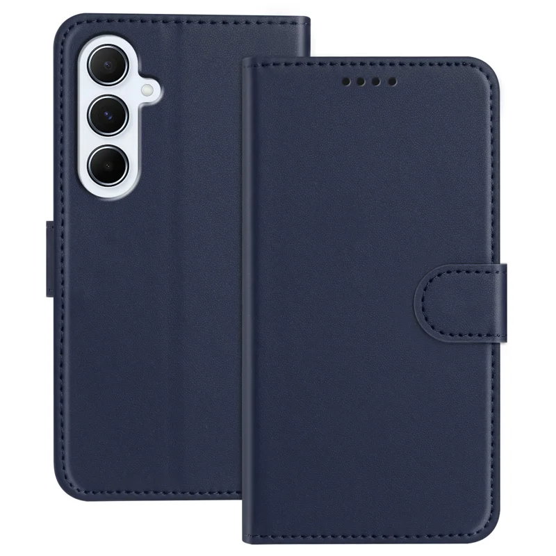 For Samsung Galaxy A17 5G / A26 5G Leather Case Wallet Stand Solid Color Anti Drop Phone Cover - Black-Cellmalls