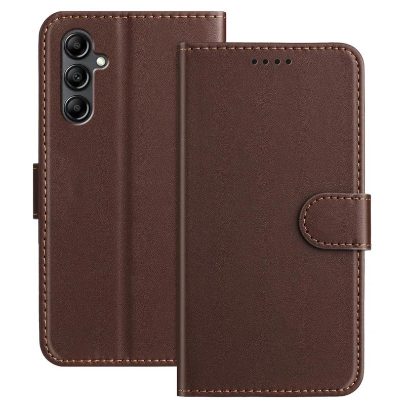 For Samsung Galaxy A15 4G / Galaxy A15 5G Leather Case Wallet Stand Solid Color Anti Drop Phone Cover - Black-Cellmalls