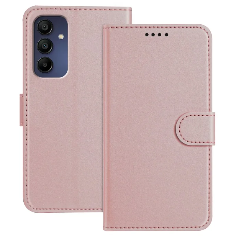 For Samsung Galaxy A16 4G / Galaxy A16 5G Leather Case Wallet Stand Solid Color Anti Drop Phone Cover - Black-Cellmalls