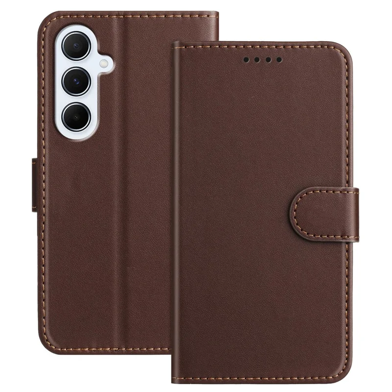 For Samsung Galaxy A26 5G Leather Case Wallet Stand Solid Color Anti Drop Phone Cover - Black-Cellmalls