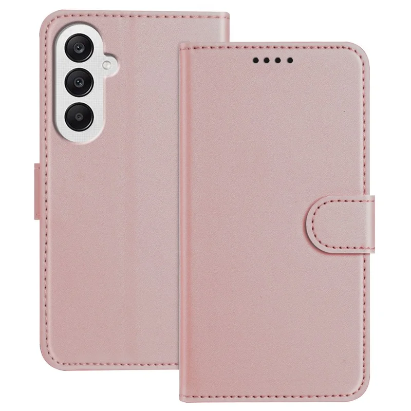 For Samsung Galaxy A25 5G (Global) (161.0 x 76.5 x 8.3mm) Leather Case Wallet Stand Solid Color Anti Drop Phone Cover - Black-Cellmalls