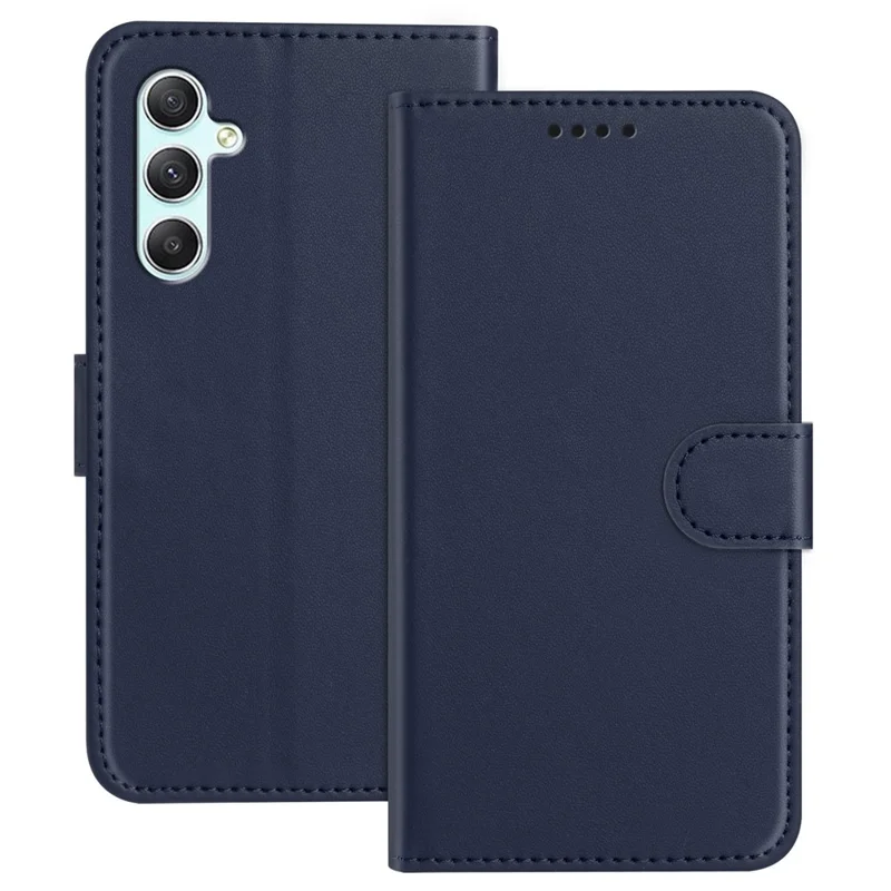 For Samsung Galaxy A34 5G Leather Case Wallet Stand Solid Color Anti Drop Phone Cover - Black-Cellmalls