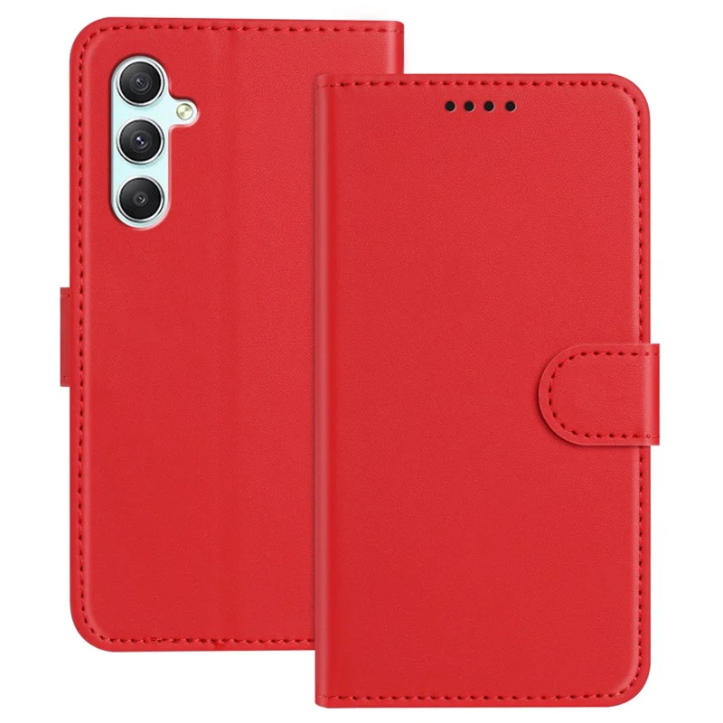 For Samsung Galaxy A34 5G Leather Case Wallet Stand Solid Color Anti Drop Phone Cover - Black-Cellmalls