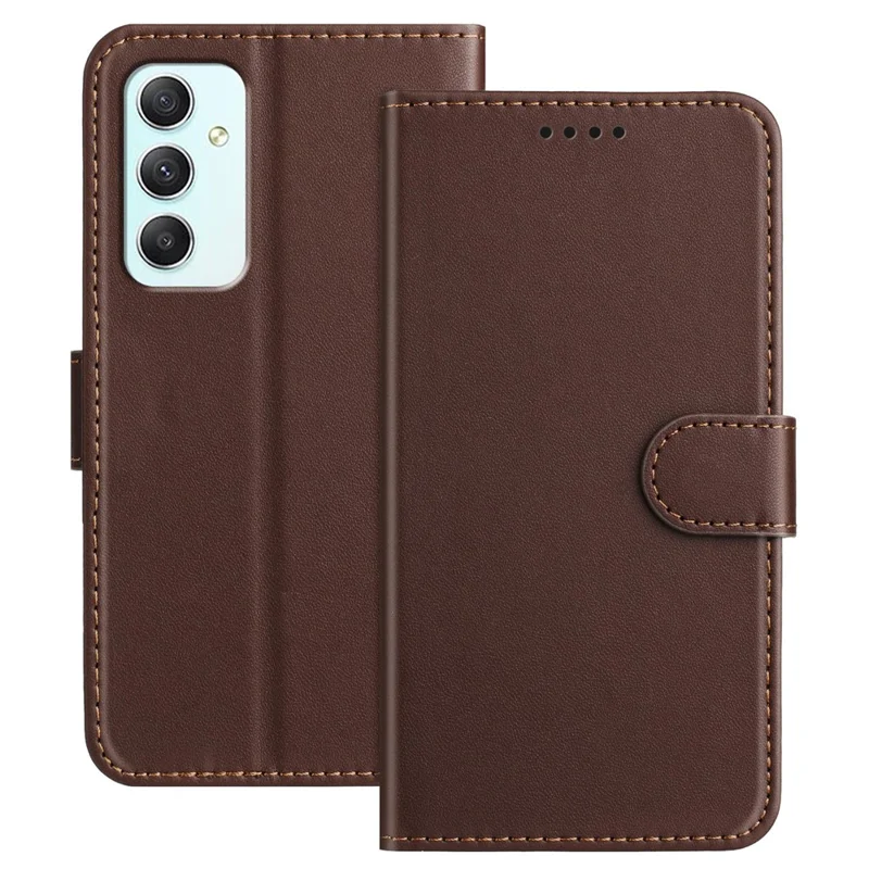 For Samsung Galaxy A35 5G Leather Case Wallet Stand Solid Color Anti Drop Phone Cover - Black-Cellmalls
