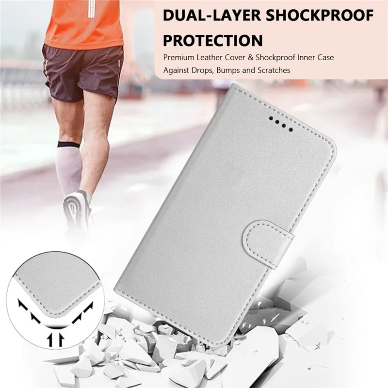 For Samsung Galaxy A36 5G Leather Case Wallet Stand Solid Color Anti Drop Phone Cover - Black-Cellmalls