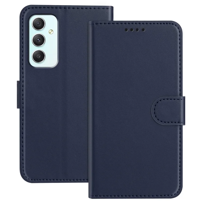 For Samsung Galaxy A35 5G Leather Case Wallet Stand Solid Color Anti Drop Phone Cover - Black-Cellmalls
