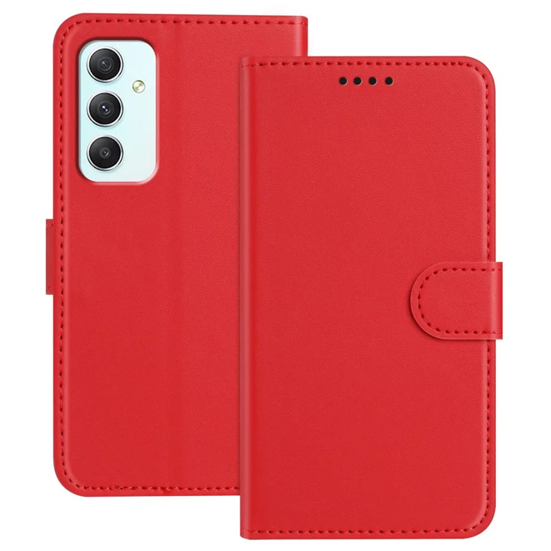 For Samsung Galaxy A35 5G Leather Case Wallet Stand Solid Color Anti Drop Phone Cover - Black-Cellmalls