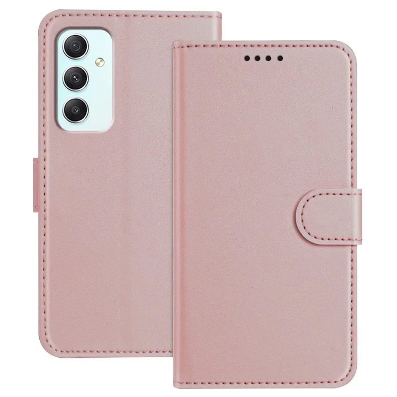 For Samsung Galaxy A35 5G Leather Case Wallet Stand Solid Color Anti Drop Phone Cover - Black-Cellmalls