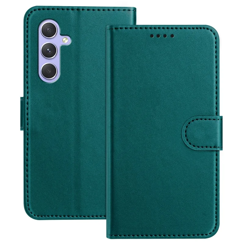 For Samsung Galaxy A55 5G Leather Case Wallet Stand Solid Color Anti Drop Phone Cover - Black-Cellmalls