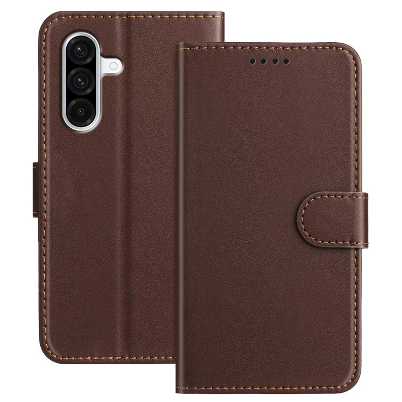 For Samsung Galaxy A36 5G Leather Case Wallet Stand Solid Color Anti Drop Phone Cover - Black-Cellmalls