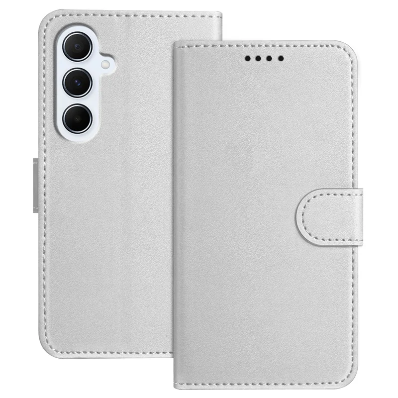 For Samsung Galaxy A56 5G Leather Case Wallet Stand Solid Color Anti Drop Phone Cover - Black-Cellmalls