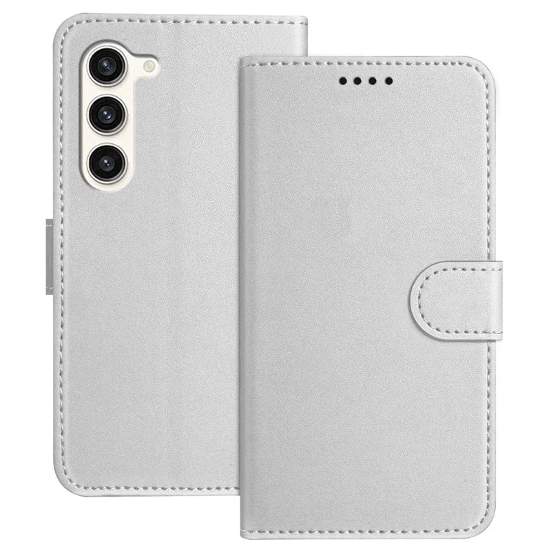 For Samsung Galaxy S23 Leather Case Wallet Stand Solid Color Anti Drop Phone Cover - Black-Cellmalls