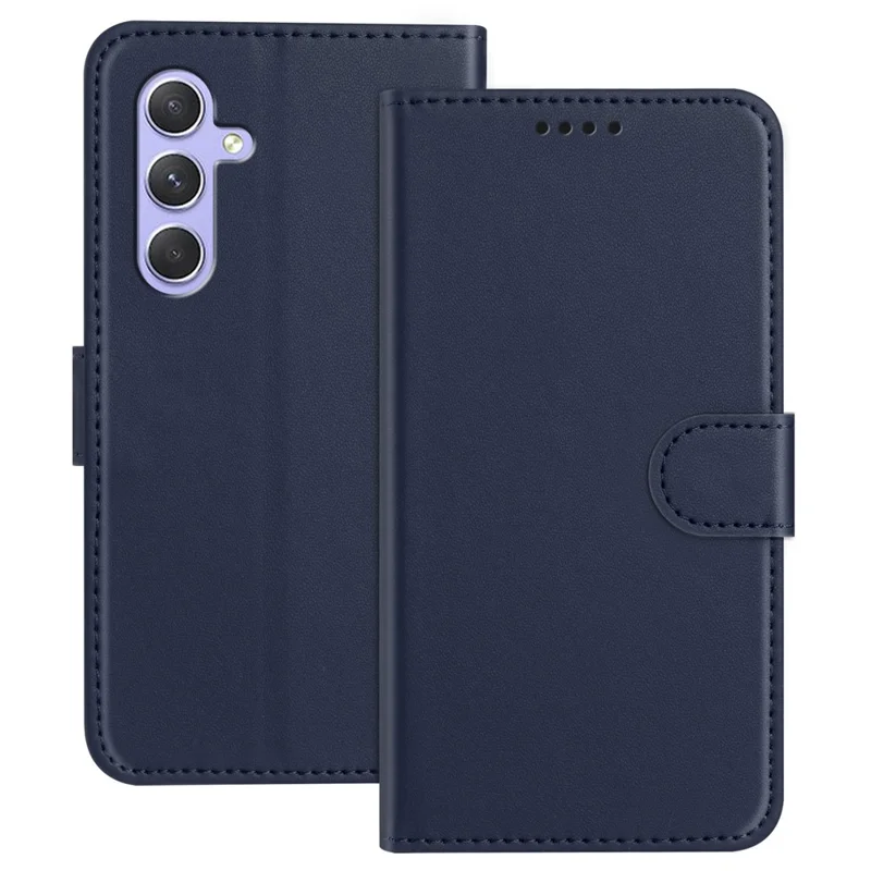 For Samsung Galaxy A55 5G Leather Case Wallet Stand Solid Color Anti Drop Phone Cover - Black-Cellmalls
