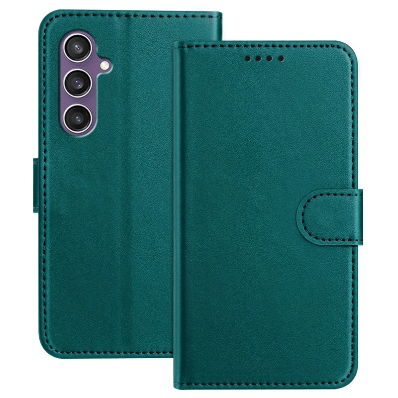 For Samsung Galaxy S23 FE Leather Case Wallet Stand Solid Color Anti Drop Phone Cover - Black-Cellmalls