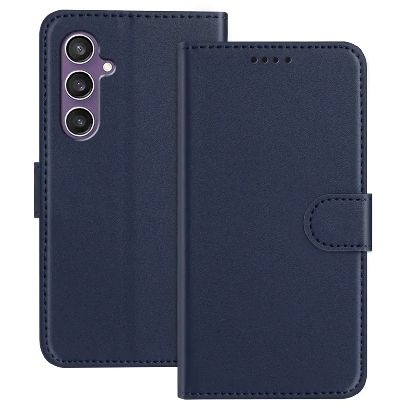 For Samsung Galaxy S23 FE Leather Case Wallet Stand Solid Color Anti Drop Phone Cover - Black-Cellmalls