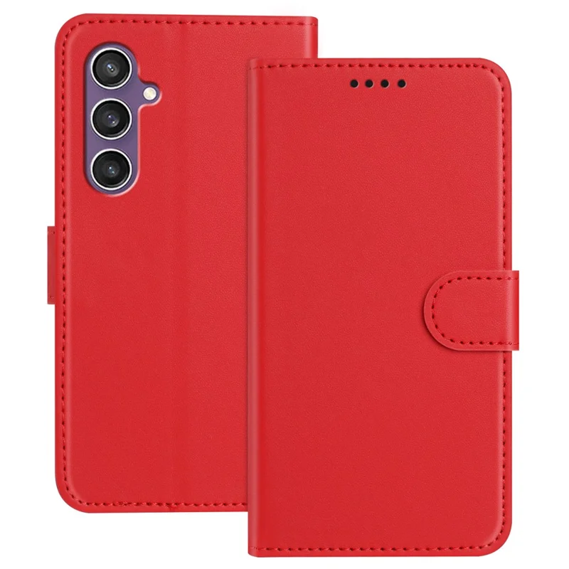 For Samsung Galaxy S23 FE Leather Case Wallet Stand Solid Color Anti Drop Phone Cover - Black-Cellmalls