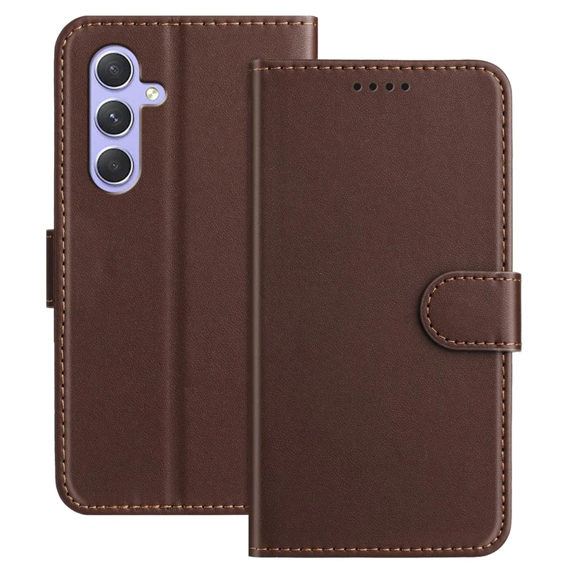 For Samsung Galaxy A55 5G Leather Case Wallet Stand Solid Color Anti Drop Phone Cover - Black-Cellmalls