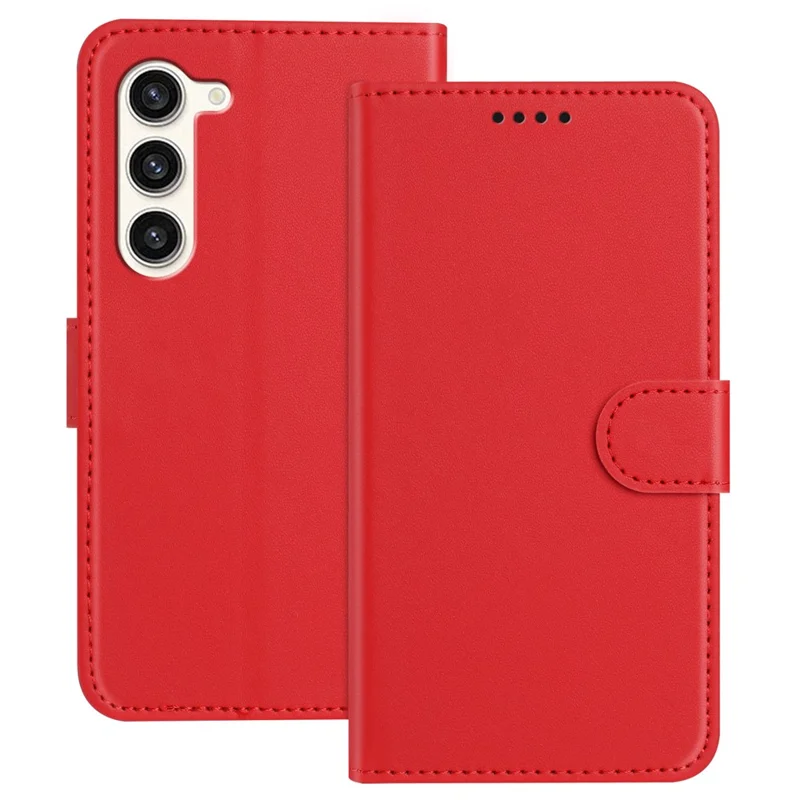 For Samsung Galaxy S23 Leather Case Wallet Stand Solid Color Anti Drop Phone Cover - Black-Cellmalls