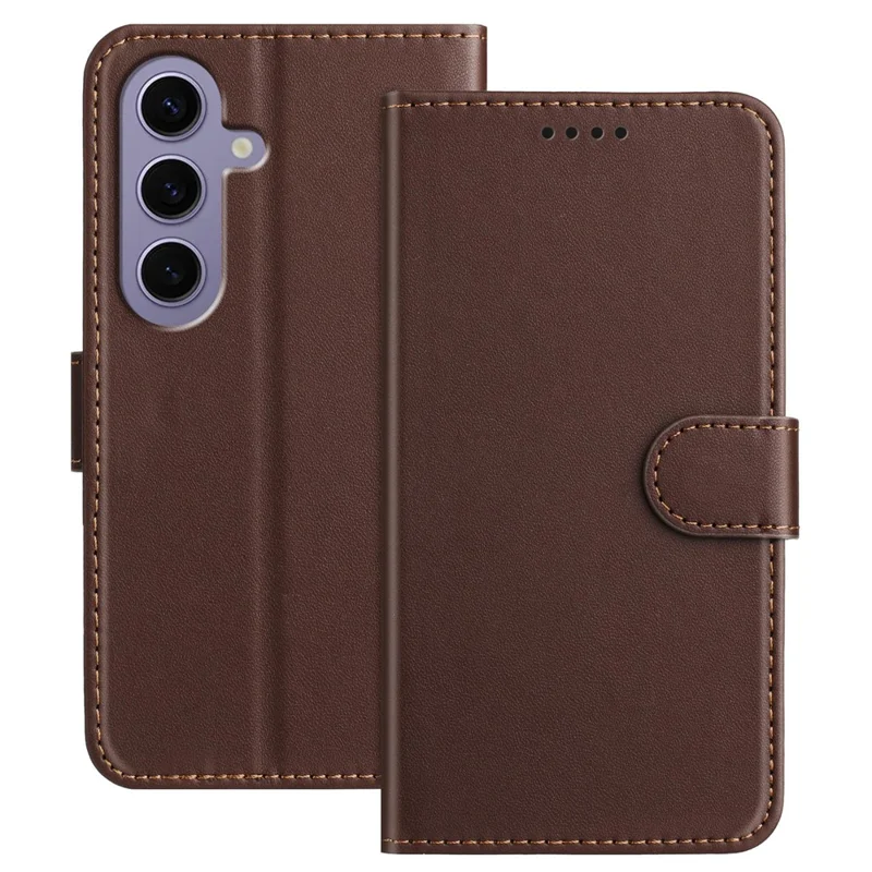 For Samsung Galaxy S24 Leather Case Wallet Stand Solid Color Anti Drop Phone Cover - Black-Cellmalls