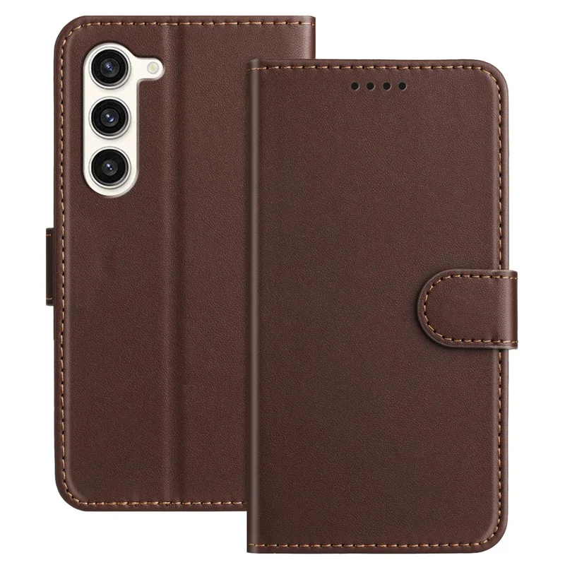 For Samsung Galaxy S23 Leather Case Wallet Stand Solid Color Anti Drop Phone Cover - Black-Cellmalls