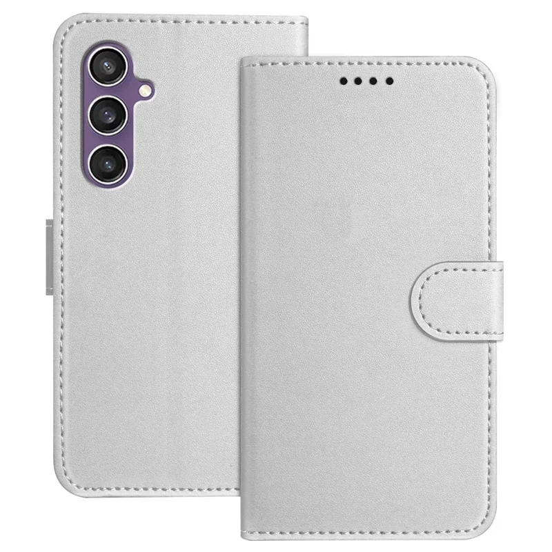 For Samsung Galaxy S23 FE Leather Case Wallet Stand Solid Color Anti Drop Phone Cover - Black-Cellmalls