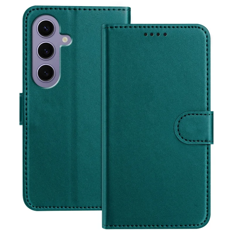 For Samsung Galaxy S24 Leather Case Wallet Stand Solid Color Anti Drop Phone Cover - Black-Cellmalls