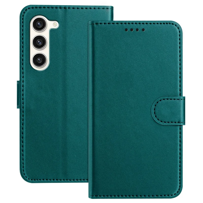 For Samsung Galaxy S23 Leather Case Wallet Stand Solid Color Anti Drop Phone Cover - Black-Cellmalls