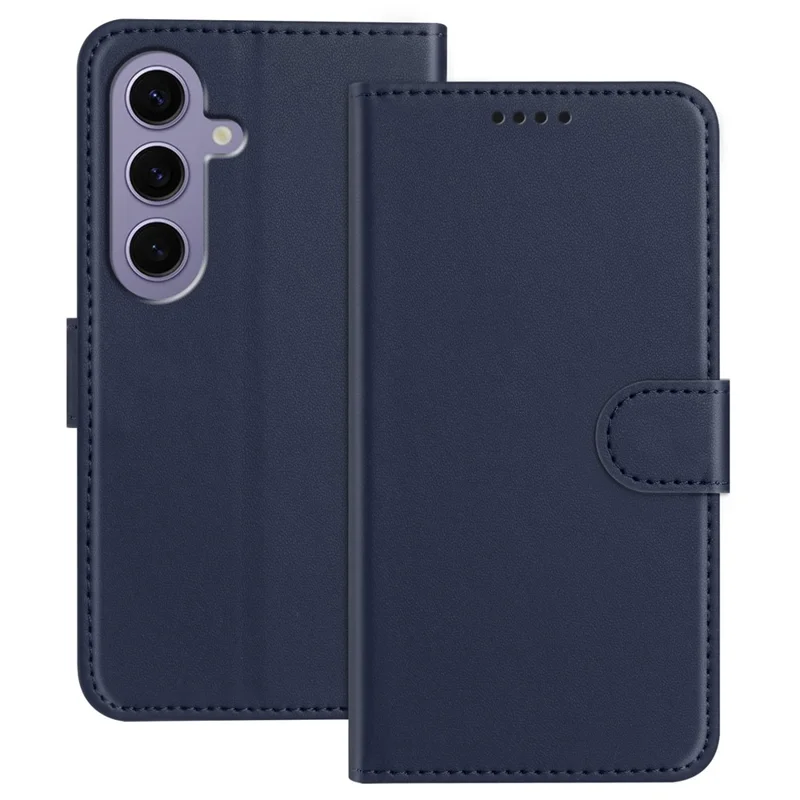 For Samsung Galaxy S24 Leather Case Wallet Stand Solid Color Anti Drop Phone Cover - Black-Cellmalls