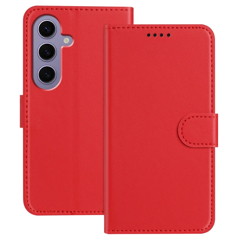 For Samsung Galaxy S24 Leather Case Wallet Stand Solid Color Anti Drop Phone Cover - Black-Cellmalls