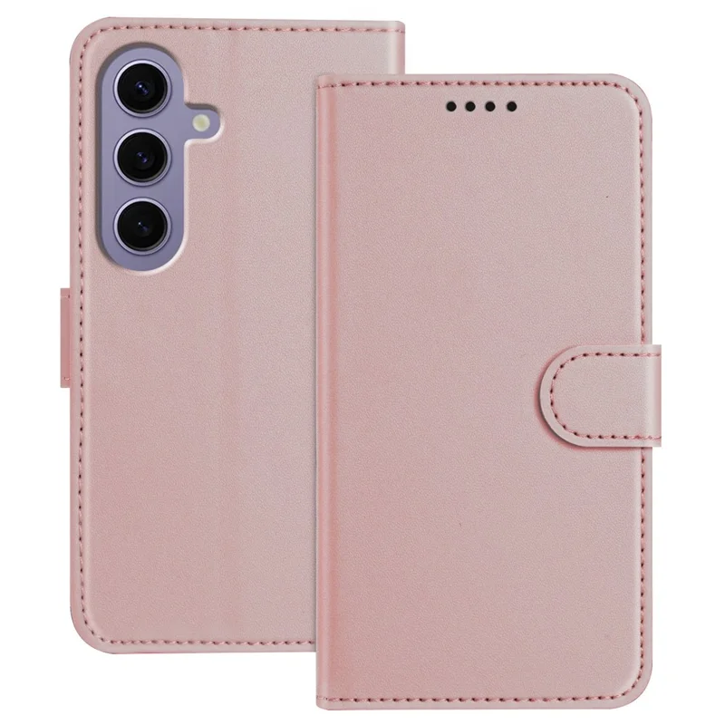 For Samsung Galaxy S24 Leather Case Wallet Stand Solid Color Anti Drop Phone Cover - Black-Cellmalls