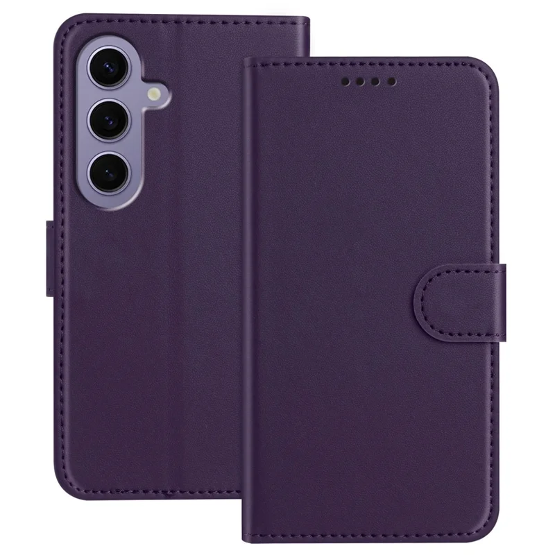 For Samsung Galaxy S24 Leather Case Wallet Stand Solid Color Anti Drop Phone Cover - Black-Cellmalls